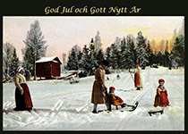 Costumed sledders Christmas cards